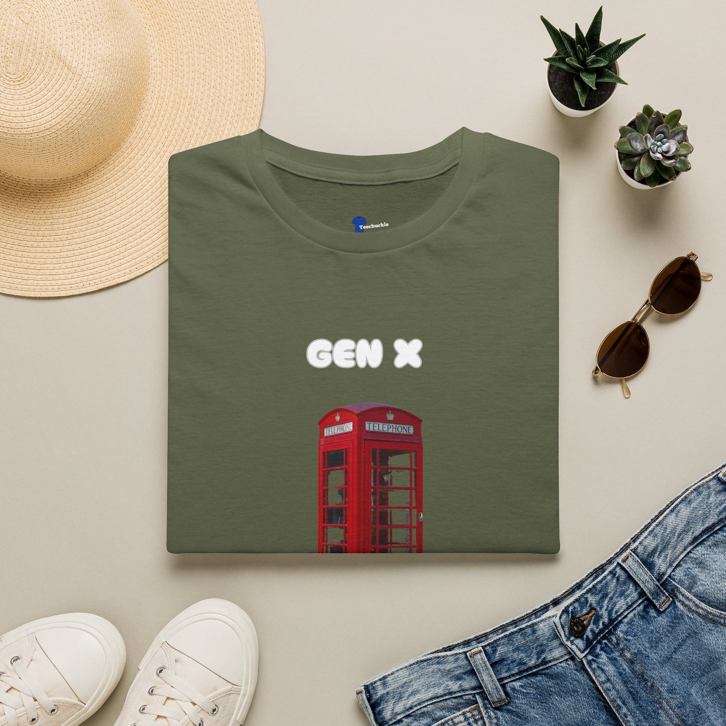 Gen X Red Payphone T-Shirt | Funny Generation X Nostalgia Tee | Classic British Telephone Box Retro Graphic Shirt