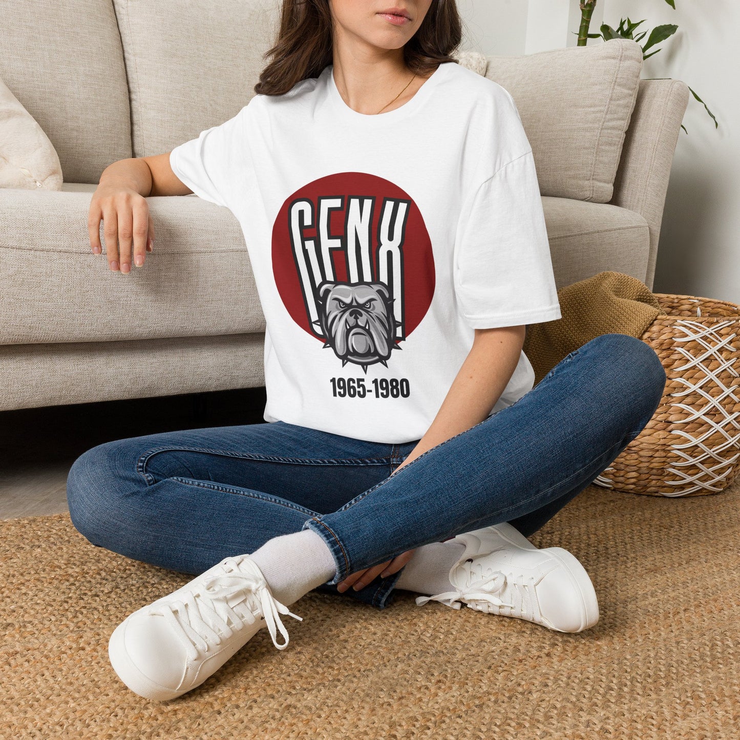 Gen X Bulldog T-Shirt Generation X 1965 1980 Birth Year Graphic Tee Tough Retro Gen X Gift Hardcore Nostalgia Black Apparel Funny Mascot Shirt