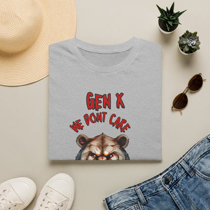 Sarcastic Gen X Dark Shirt We Dont Care About Your Feelings Bear Tee, Badass Generation X Black Graphic T-Shirt, Funny 1970s Latchkey Kid Birthday Gift