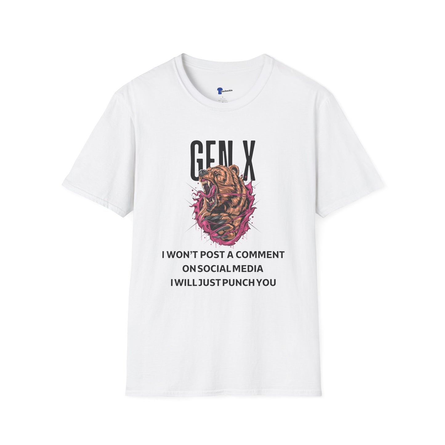 Gen X Bear Shirt I Won't Post a Comment T-Shirt, Funny Generation X Sarcastic Tee, Angry Roaring Bear Graphic, Tough Adult Humor Gift