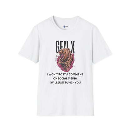 Gen X Bear Shirt I Won't Post a Comment T-Shirt, Funny Generation X Sarcastic Tee, Angry Roaring Bear Graphic, Tough Adult Humor Gift