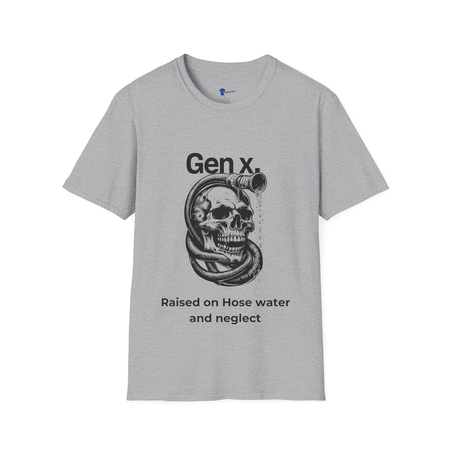 Gen X Shirt Raised on Hose Water and Neglect, Funny Generation X Graphic Tee, Sarcastic 80s Kids TShirt, Retro Skull Hose Water Apparel Gift