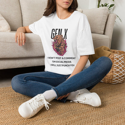 Gen X Bear Shirt I Won't Post a Comment T-Shirt, Funny Generation X Sarcastic Tee, Angry Roaring Bear Graphic, Tough Adult Humor Gift
