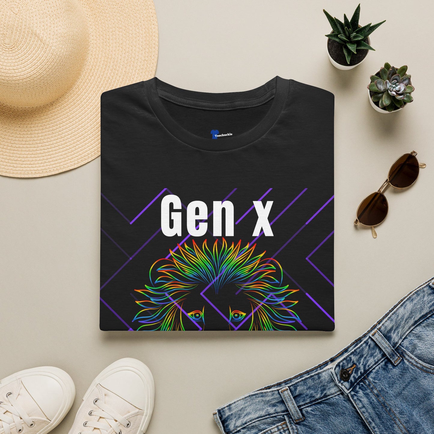 Gen X Lion Shirt 1965 to 1980, Funny Generation X Graphic Tee, Neon Retro 70s 80s Kids TShirt, Fierce Wildcat King Apparel Birthday Gift