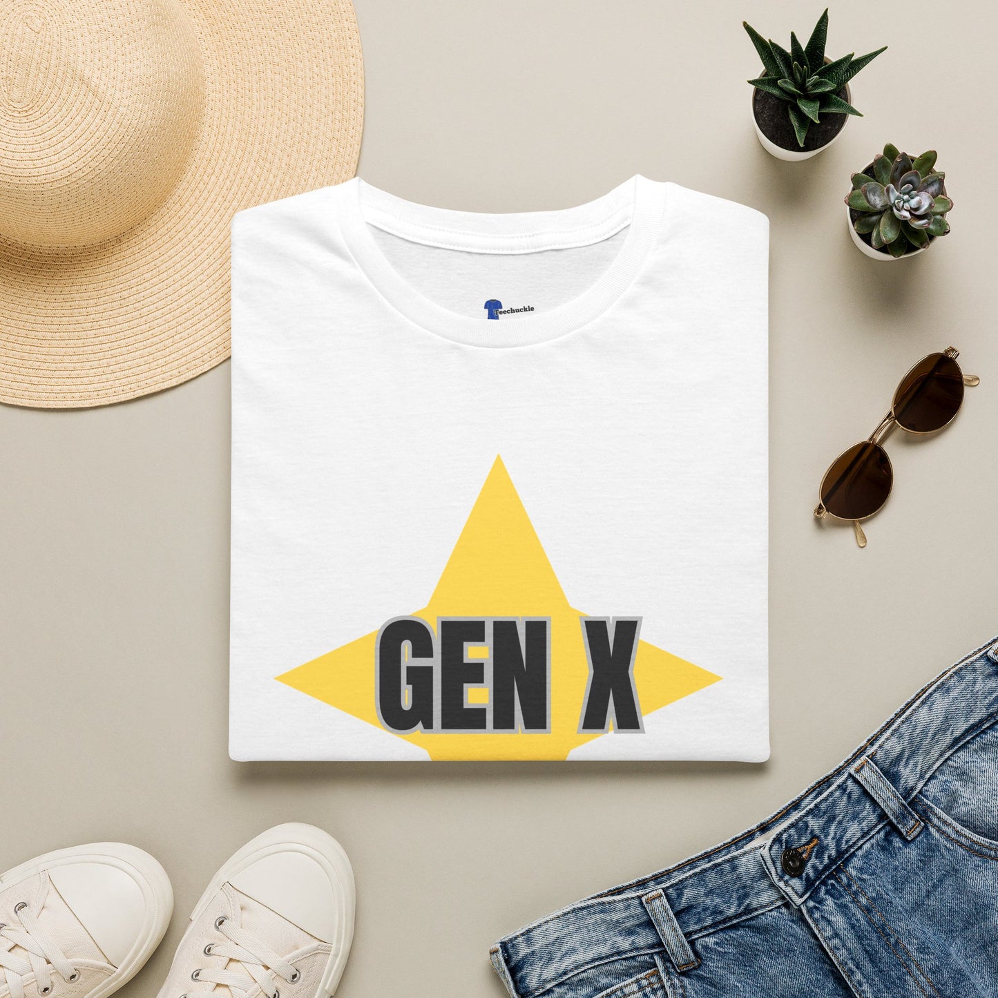 Gen x 1965-1980 Yellow Star T-shirt, Checkered Pattern Tee, Unisex Gift Shirt