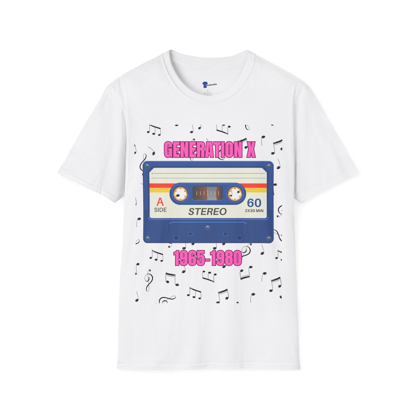Generation X Shirt 1965 to 1980, Retro 80s Cassette Tape Graphic Tee, Vintage Mixtape Music TShirt, Old School Gen X Apparel Birthday Gift