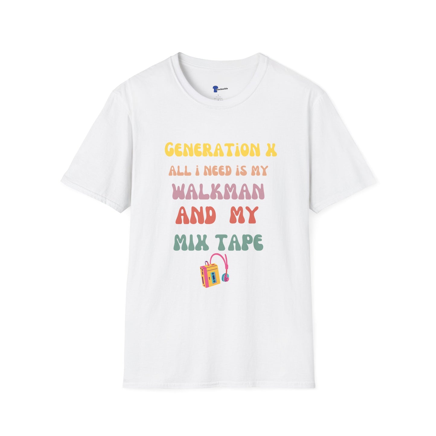 Generation X Walkman T-Shirt Retro 80s Mix Tape Shirt, Vintage Groovy Gen X Apparel, Nostalgic Music Lover Gift, Cassette Tape Graphic Tee