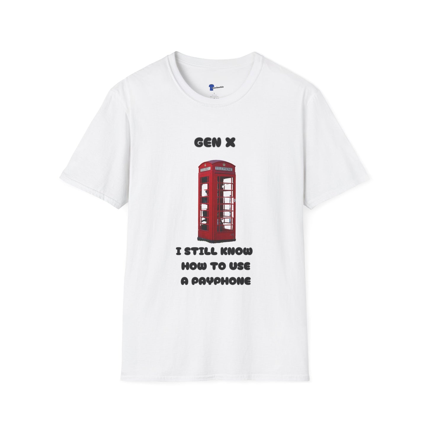 Gen X Red Payphone T-Shirt | Funny Generation X Nostalgia Tee | Classic British Telephone Box Retro Graphic Shirt