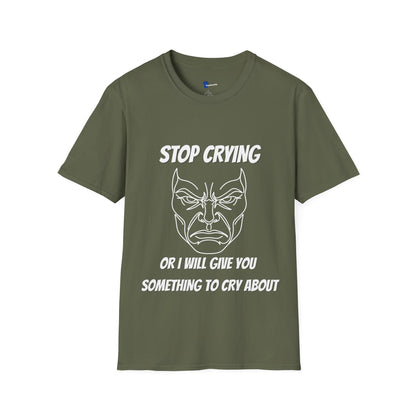 Comic Face Design Funny Gen X Nostalgia Shirt, Stop Crying Comic Graphic T-Shirt, Old School Tough Love Parenting Tee, Sarcastic Childhood Sayings, Retro Comic Book Line Art, Forgotten...