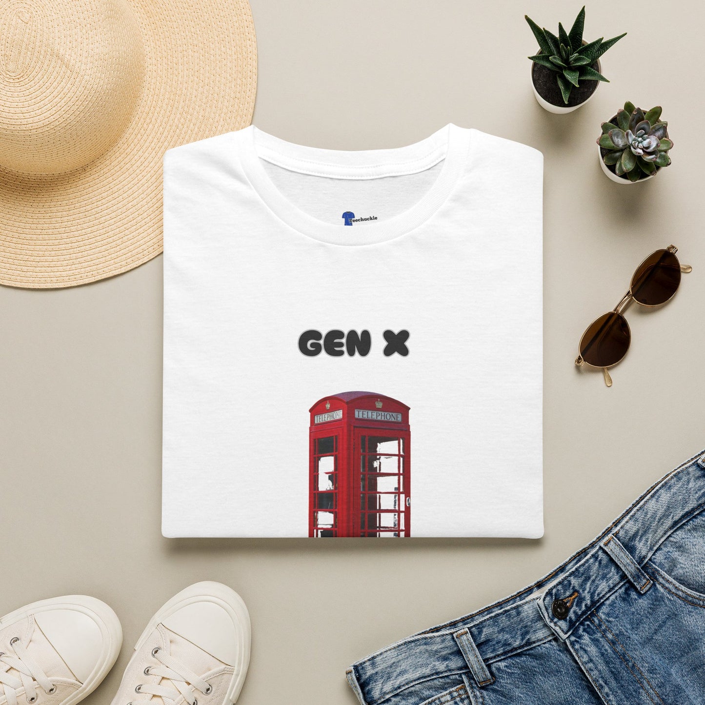 Gen X Red Payphone T-Shirt | Funny Generation X Nostalgia Tee | Classic British Telephone Box Retro Graphic Shirt