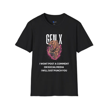Gen X Bear Shirt I Won't Post a Comment T-Shirt, Funny Generation X Sarcastic Tee, Angry Roaring Bear Graphic, Tough Adult Humor Gift