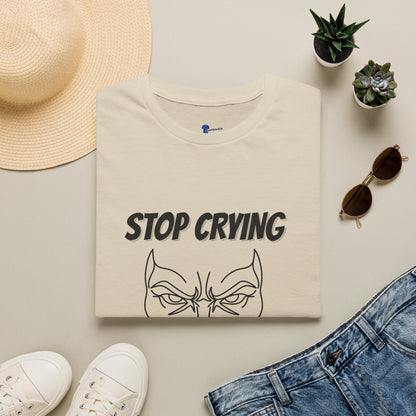 Comic Face Design Funny Gen X Nostalgia Shirt, Stop Crying Comic Graphic T-Shirt, Old School Tough Love Parenting Tee, Sarcastic Childhood Sayings, Retro Comic Book Line Art, Forgotten...