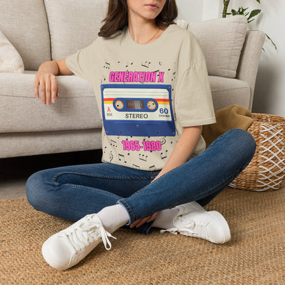 Generation X Shirt 1965 to 1980, Retro 80s Cassette Tape Graphic Tee, Vintage Mixtape Music TShirt, Old School Gen X Apparel Birthday Gift