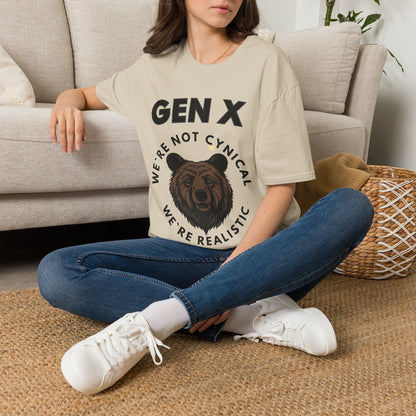 Funny Gen X Bear Shirt, We're Not Cynical We're Realistic T-Shirt, Vintage Generation X Graphic Tee, Sarcastic Latchkey Kid Gift