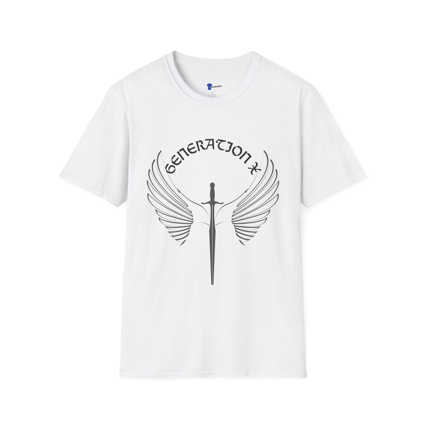 Badass Gen X Dark Shirt Sword and Wings Graphic Tee, Gothic Style Generation X T-Shirt, 1970s Birthday Gift For Men, Alternative Latchkey Kid Apparel