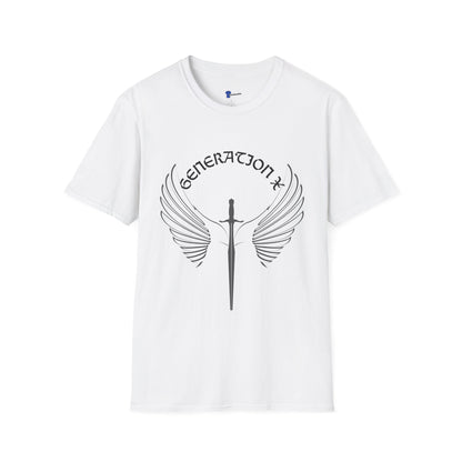 Badass Gen X Dark Shirt Sword and Wings Graphic Tee, Gothic Style Generation X T-Shirt, 1970s Birthday Gift For Men, Alternative Latchkey Kid Apparel