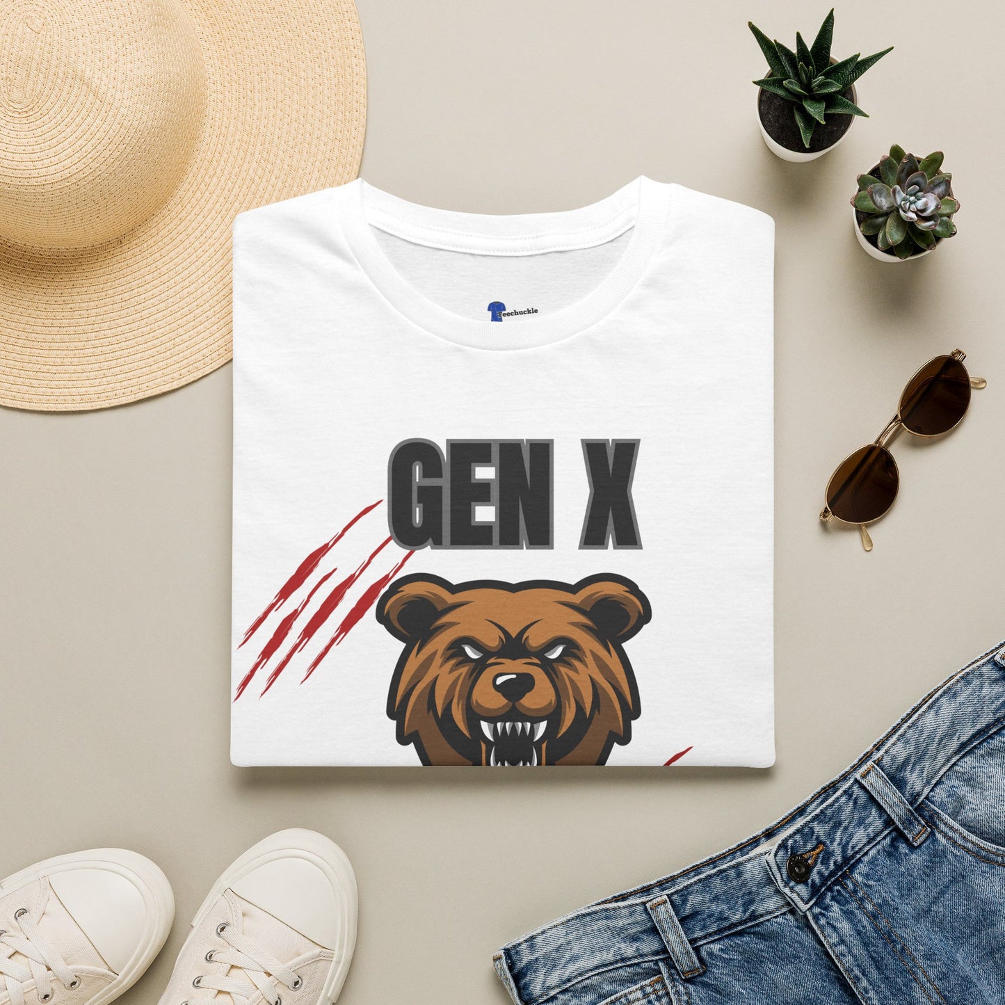 Gen X Feral And Unsupervised T-Shirt | Born In The 70s Graphic Tee | Funny Generation X Bear Mascot Shirt