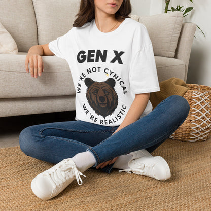 Funny Gen X Bear Shirt, We're Not Cynical We're Realistic T-Shirt, Vintage Generation X Graphic Tee, Sarcastic Latchkey Kid Gift