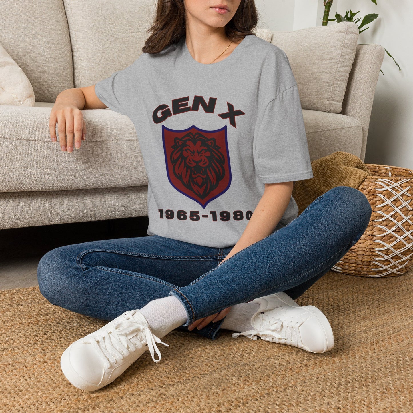 Retro Gen X Lion Crest Shirt, Bold Generation X T-Shirt, 1965-1980 Vintage Shield Graphic Tee, Latchkey Kid Streetwear