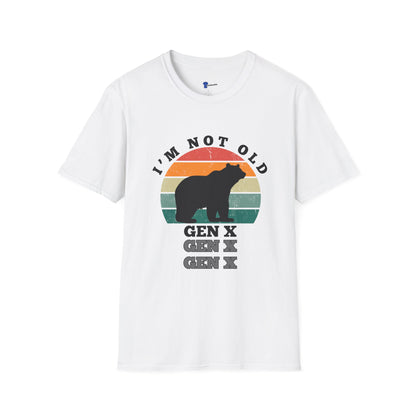 Funny Gen X Shirt Im Not Old Retro Sunset Bear Tee, Vintage 1970s Birthday Gift For Gen Xers, Sarcastic Generation X T-Shirt.