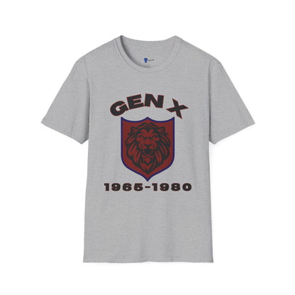 Retro Gen X Lion Crest Shirt, Bold Generation X T-Shirt, 1965-1980 Vintage Shield Graphic Tee, Latchkey Kid Streetwear