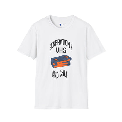 Funny Gen X VHS and Chill T-Shirt - Retro 80s 90s Nostalgia Graphic Tee