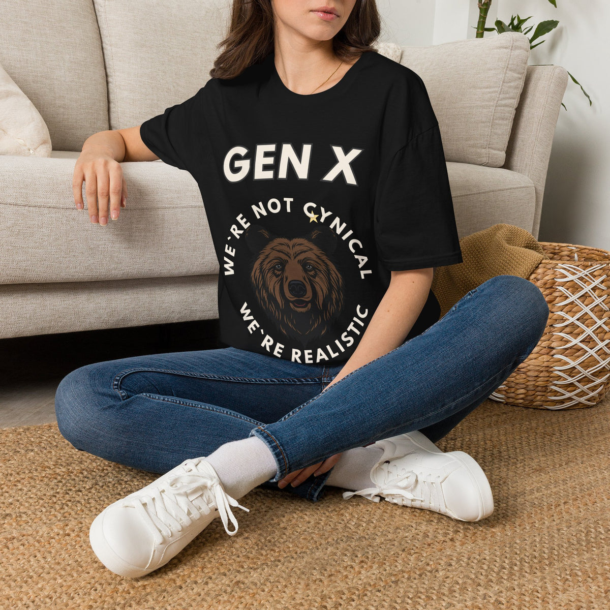 Funny Gen X Bear Shirt, We're Not Cynical We're Realistic T-Shirt, Vintage Generation X Graphic Tee, Sarcastic Latchkey Kid Gift