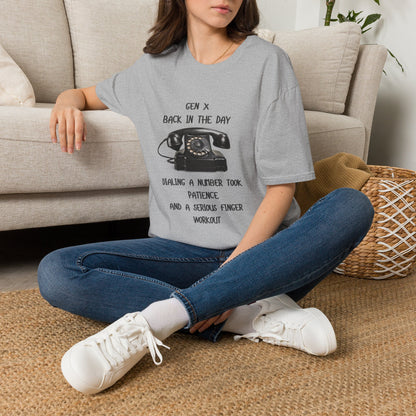 Gen X Rotary Phone T-Shirt | Funny Generation X Nostalgia Tee | Retro 80s Childhood Finger Workout Graphic Shirt