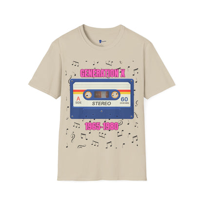 Generation X Shirt 1965 to 1980, Retro 80s Cassette Tape Graphic Tee, Vintage Mixtape Music TShirt, Old School Gen X Apparel Birthday Gift