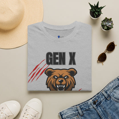 Gen X Feral And Unsupervised T-Shirt | Born In The 70s Graphic Tee | Funny Generation X Bear Mascot Shirt