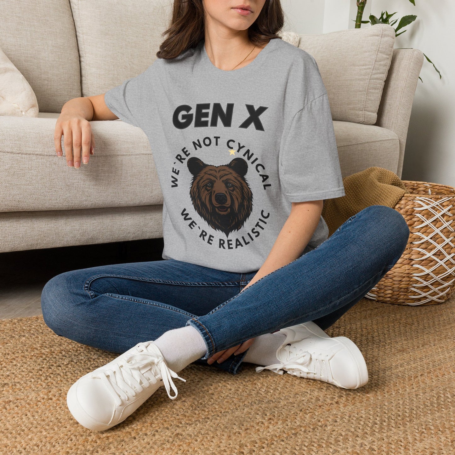Funny Gen X Bear Shirt, We're Not Cynical We're Realistic T-Shirt, Vintage Generation X Graphic Tee, Sarcastic Latchkey Kid Gift