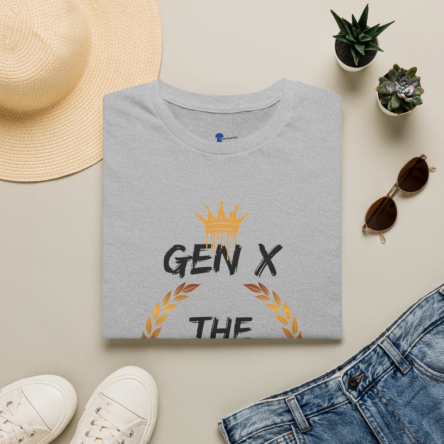 Gen X The Best Shirt, 1965 to 1980 Birthday Gift T-Shirt, Funny Generation X Graphic Tee, Retro Laurel Wreath Apparel, Vintage Gold Crown Emblem Top