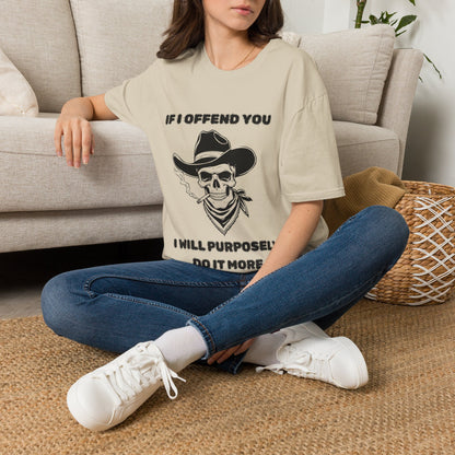Cowboy Skull Design Sarcastic Gen X Cowboy Skull Shirt, If I Offend You Funny Outlaw T-Shirt, Rebel Western Graphic Tee, Unapologetic Humor Gift, Defiant Statement Clothing, Country Skull Apparel