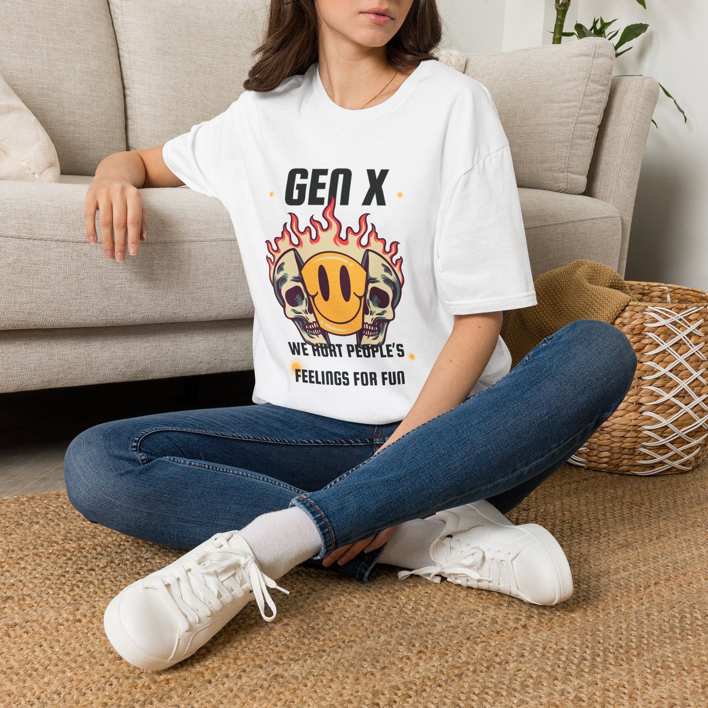 Gen X Shirt We Hurt People's Feelings For Fun T-Shirt, Funny Generation X Sarcastic Tee, Grunge Skull Smiley Face Graphic, Retro 90s Gift