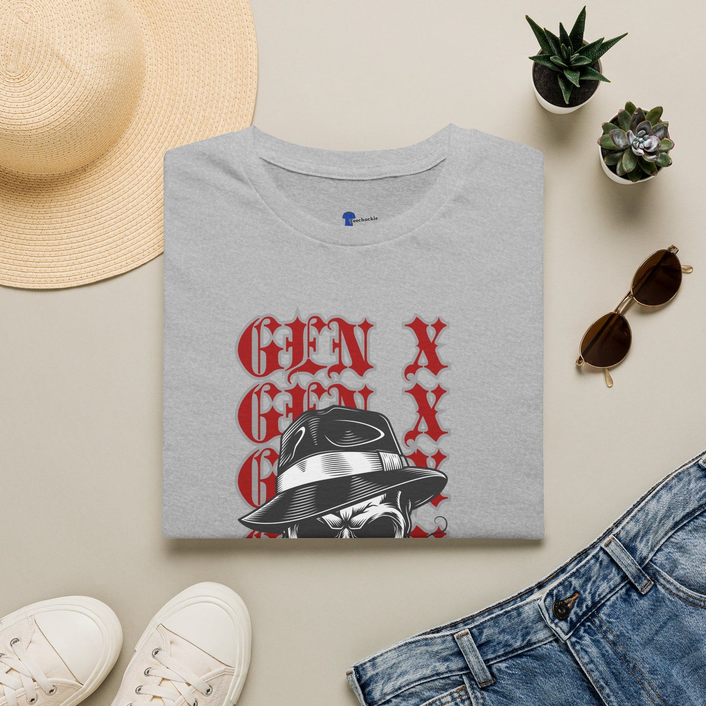 Gen X Skull Shirt Black Graphic Tee Mafia Gangster Skeleton Fedora T-Shirt Funny Gen X Birthday Gift For Men Sarcastic Biker Grunge Art