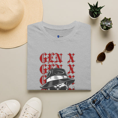 Gen X Skull Shirt Black Graphic Tee Mafia Gangster Skeleton Fedora T-Shirt Funny Gen X Birthday Gift For Men Sarcastic Biker Grunge Art
