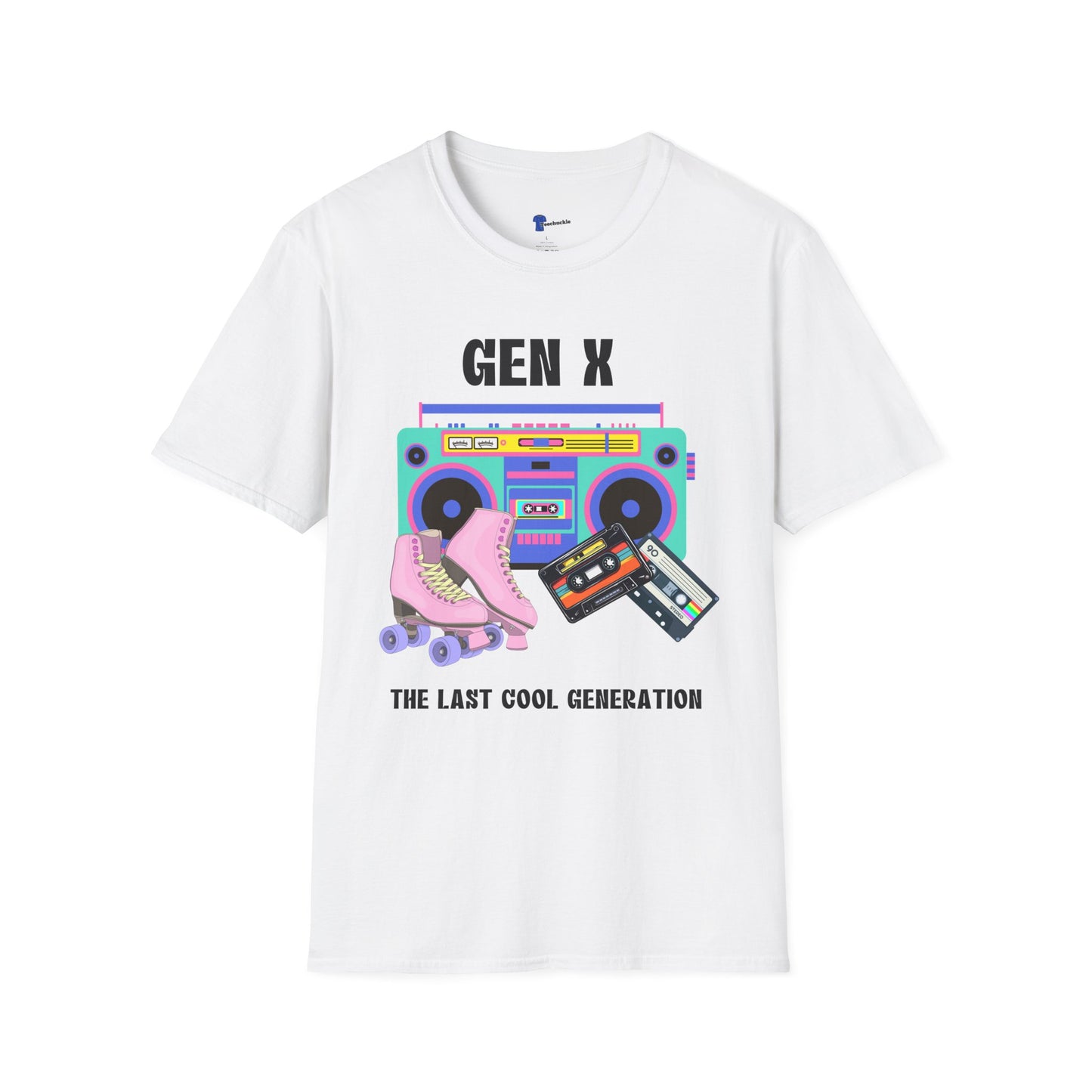 Retro 80s Gen X Boombox Black Shirt, The Last Cool Generation Dark Tee, Vintage Roller Skate Cassette Tape Graphic Apparel