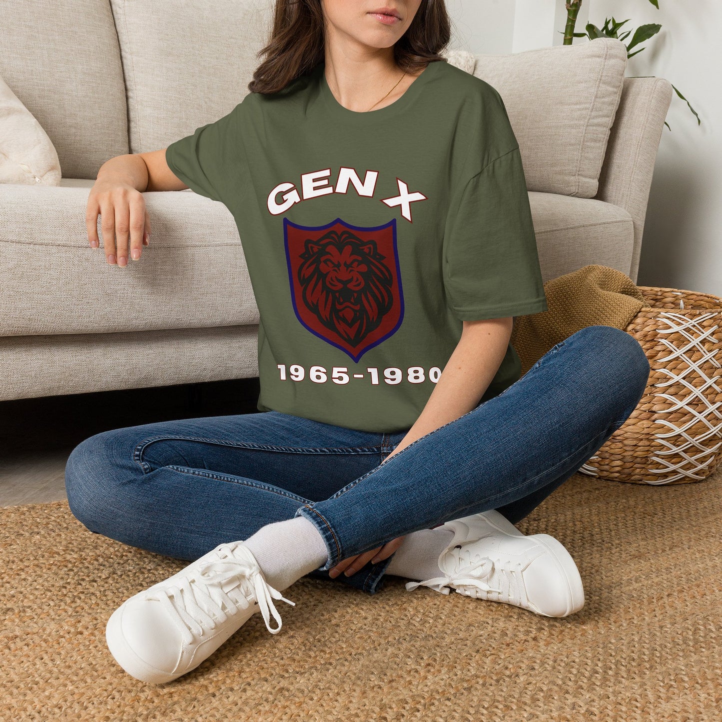 Retro Gen X Lion Crest Shirt, Bold Generation X T-Shirt, 1965-1980 Vintage Shield Graphic Tee, Latchkey Kid Streetwear