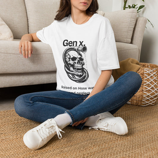 Gen X Shirt Raised on Hose Water and Neglect, Funny Generation X Graphic Tee, Sarcastic 80s Kids TShirt, Retro Skull Hose Water Apparel Gift