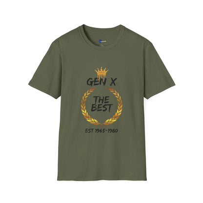 Gen X The Best Shirt, 1965 to 1980 Birthday Gift T-Shirt, Funny Generation X Graphic Tee, Retro Laurel Wreath Apparel, Vintage Gold Crown Emblem Top