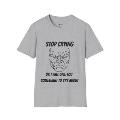 Comic Face Design Funny Gen X Nostalgia Shirt, Stop Crying Comic Graphic T-Shirt, Old School Tough Love Parenting Tee, Sarcastic Childhood Sayings, Retro Comic Book Line Art, Forgotten...