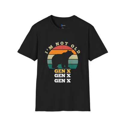 Funny Gen X Shirt Im Not Old Retro Sunset Bear Tee, Vintage 1970s Birthday Gift For Gen Xers, Sarcastic Generation X T-Shirt.