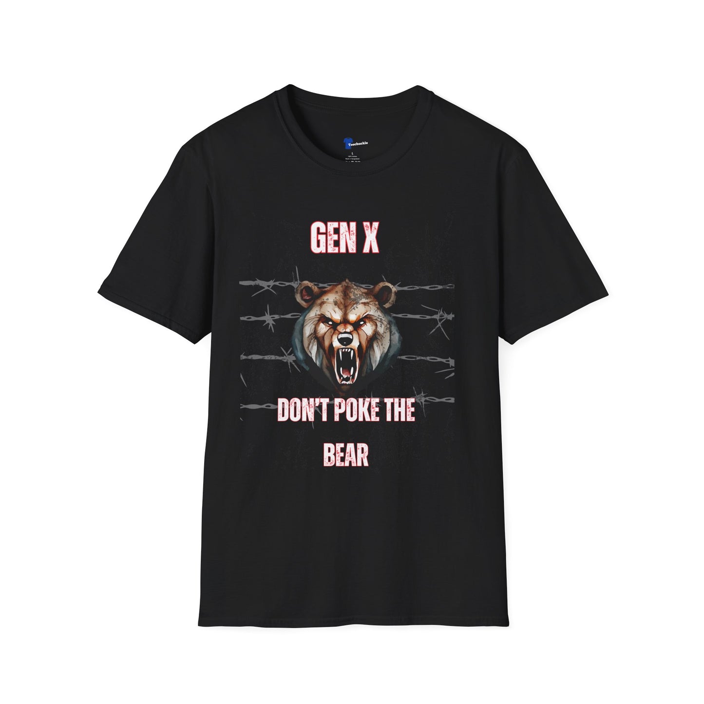 Gen X Dont Poke The Bear Shirt Black Graphic Tee Vintage Generation X T-Shirt Sarcastic 1965-1980 Born Tee Weathered Grunge Streetwear Art