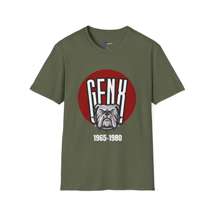 Gen X Bulldog T-Shirt Generation X 1965 1980 Birth Year Graphic Tee Tough Retro Gen X Gift Hardcore Nostalgia Black Apparel Funny Mascot Shirt