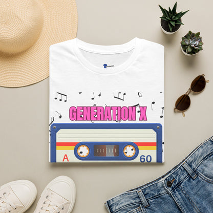 Generation X Shirt 1965 to 1980, Retro 80s Cassette Tape Graphic Tee, Vintage Mixtape Music TShirt, Old School Gen X Apparel Birthday Gift