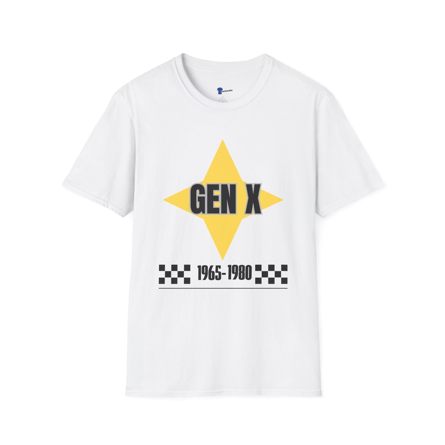 Gen x 1965-1980 Yellow Star T-shirt, Checkered Pattern Tee, Unisex Gift Shirt