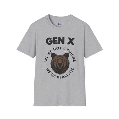 Funny Gen X Bear Shirt, We're Not Cynical We're Realistic T-Shirt, Vintage Generation X Graphic Tee, Sarcastic Latchkey Kid Gift