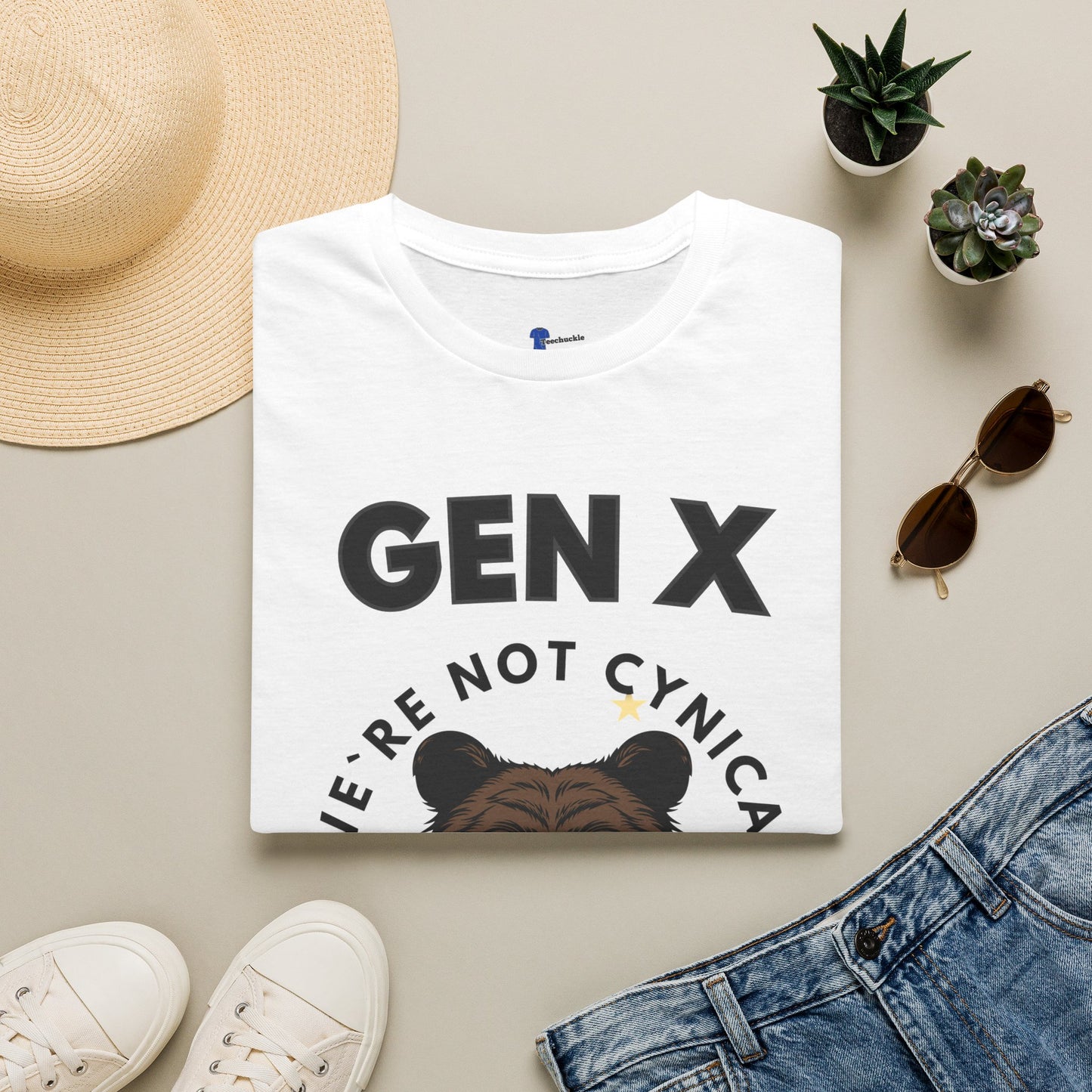 Funny Gen X Bear Shirt, We're Not Cynical We're Realistic T-Shirt, Vintage Generation X Graphic Tee, Sarcastic Latchkey Kid Gift