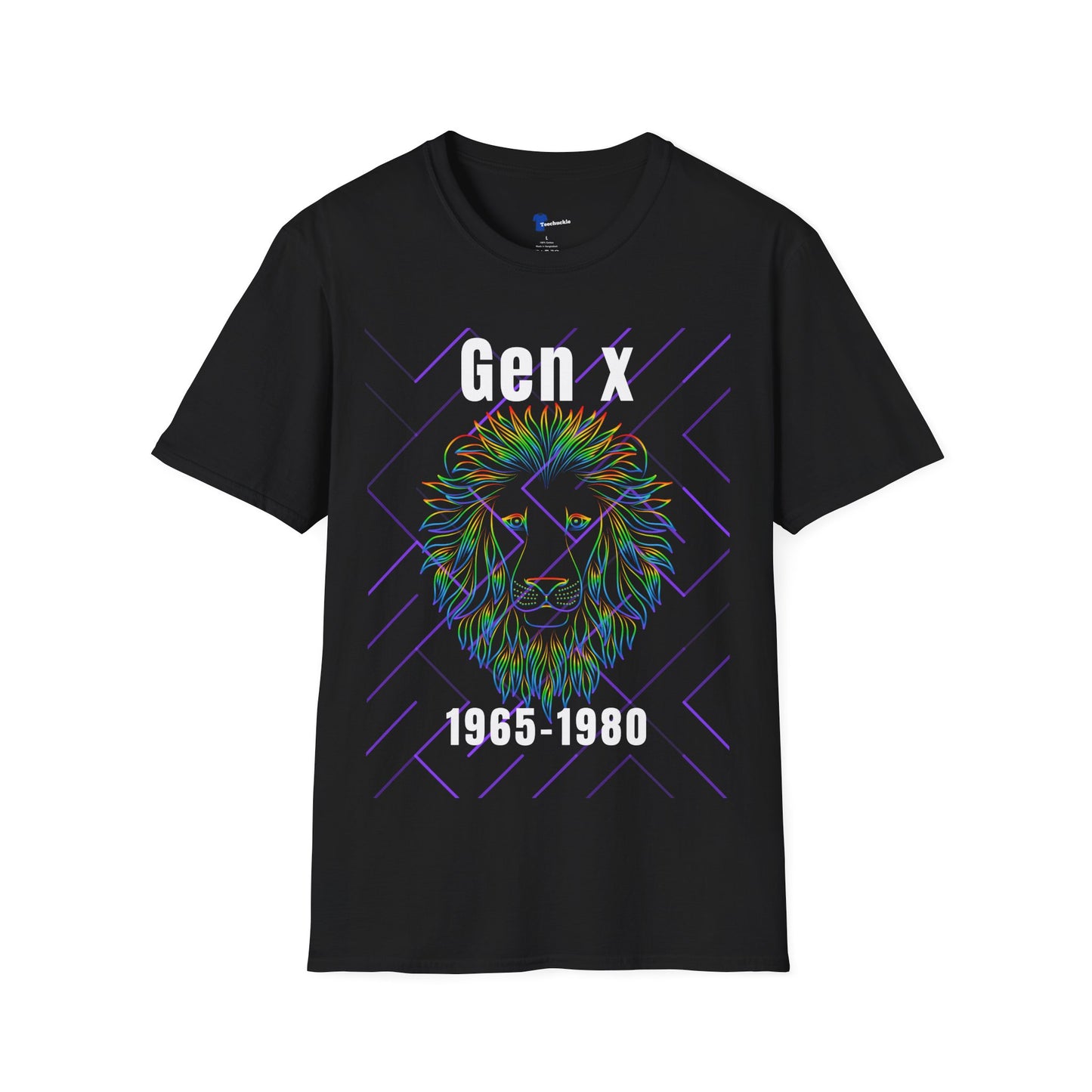 Gen X Lion Shirt 1965 to 1980, Funny Generation X Graphic Tee, Neon Retro 70s 80s Kids TShirt, Fierce Wildcat King Apparel Birthday Gift