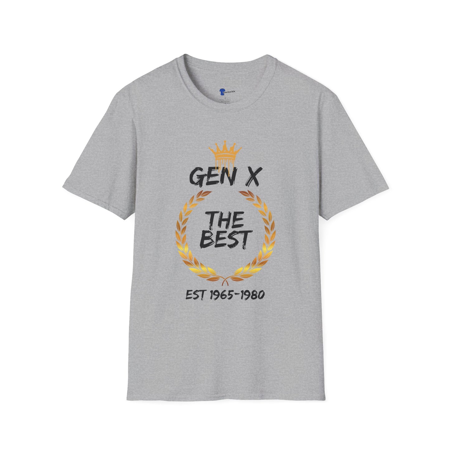 Gen X The Best Shirt, 1965 to 1980 Birthday Gift T-Shirt, Funny Generation X Graphic Tee, Retro Laurel Wreath Apparel, Vintage Gold Crown Emblem Top